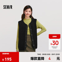 森马 Semir马甲女摇粒绒拼接时尚2024冬圆领上衣潮流个性 黑色90001 155/80A/S