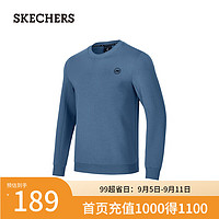 斯凯奇（Skechers）2024男款卫衣空气层经典舒适柔软P424M039 地平线蓝/02X6 L