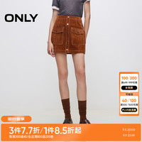 ONLY2024秋季时髦设计感撞色口袋皮裙短裙半身裙女|12439M001 E10 烤椰子棕色 165/68A/M