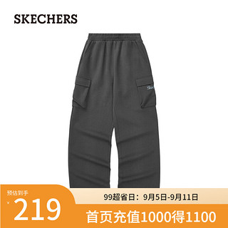 斯凯奇（Skechers）直筒包裹性强弹力适中百搭时尚女装L324W061 牡蛎黑/02KY XL