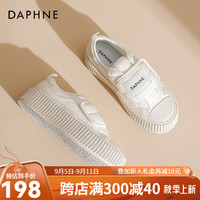 达芙妮(DAPHNE)达芙妮厚底小白鞋女2024新款春夏休闲帆布鞋丑萌饼干鞋魔术贴鞋ZJ