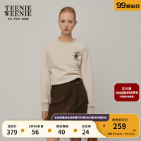 Teenie Weenie小熊秋季新款圆领套头加绒卫衣复古美式学院风上衣女