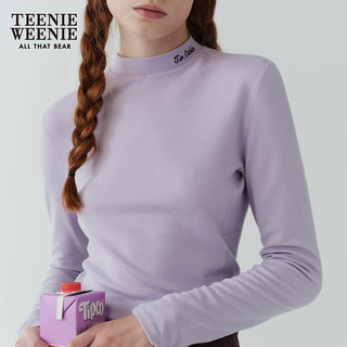 Teenie Weenie小熊2024年秋季吸湿发热抓绒半高领打底衫T恤女 浅紫色 160/S