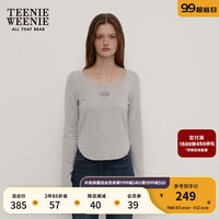 Teenie Weenie小熊2024秋新款莫代尔绵混纺修身长袖打底T恤女