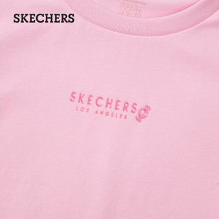 斯凯奇（Skechers）2024女童短袖T恤舒适百搭中L224G092 童话粉/00P2 M