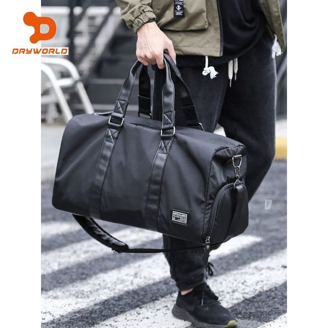 DRYWORLD 手提旅游包男大容量出差短途行李包干湿分离运动健身包防