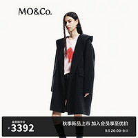 MO&Co.2024秋美丽诺绵羊毛大翻领中长款双面呢大衣MBD3OVCT09 深花灰色 L/170