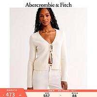 ABERCROMBIE & FITCH女装 24秋季时尚辣妹潮流系绳开襟针织开衫KI150-4256 奶白色 L (165/104A)