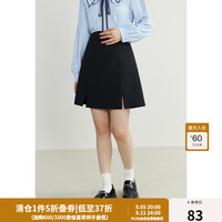 独束大码女装两种长度法式A字半身裙女2024春季高腰显瘦黑裙 乌梅黑-短款 3