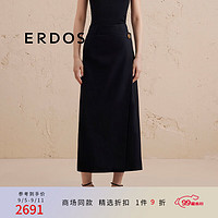 ERDOS 24秋冬修身显瘦围裹A字裙百搭时尚商务通勤女半身裙 黑 160/64A/S