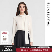 歌力思（ELLASSAY）2024秋季桑蚕丝法式飘带知性优雅衬衫女EWE353C00800 珠光白 M