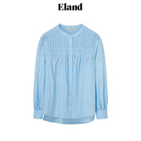 ELAND衣恋衬衫女前襟裥褶泡泡袖宽松纯棉透气上衣2024夏季 浅蓝色(51)L/Blue S/160