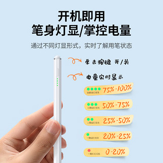 绿联（UGREEN） 电容笔ipad apple Pencil 苹果iPad触控笔 平板手写笔一代二代平替触屏笔 白色 【强力磁吸/丝滑笔感】