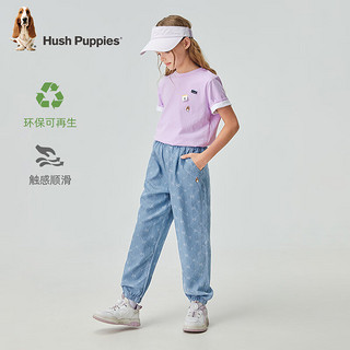 暇步士（Hush Puppies）【天丝牛仔】童装女童2024夏季顺滑垂顺舒适透气梭织长裤 浅牛仔 140cm