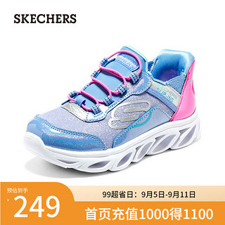 斯凯奇（Skechers）轻便舒适女中大童休闲运动鞋302221L 蓝色/粉红色/BLPK 37码