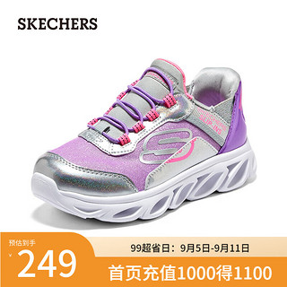 斯凯奇（Skechers）轻便舒适女中大童休闲运动鞋302221L 灰色/淡紫色/GYLV 38码