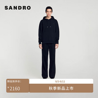 SANDRO2024秋季男装法式简约徽标刺绣黑色连帽卫衣SHPSW00663 黑色 L