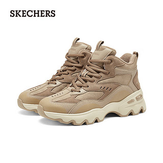 斯凯奇（Skechers）女鞋秋冬中高帮厚底增高休闲运动鞋加绒保暖短靴167844 棕褐色/TAN 36