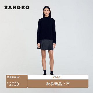 SANDRO2024秋季女装法式木耳领珠饰针织上衣SFPPU02462 黑色 4