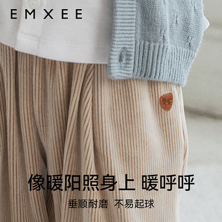 嫚熙（EMXEE）婴童裤子灯芯绒男宝宝萝卜裤秋冬季加厚保暖摇粒绒儿童长裤子 栗子棕 110cm