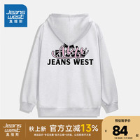 真维斯上衣2024年秋季 宽松潮牌印花小众开衫连帽卫衣G2 花灰色8080 175/96A/L
