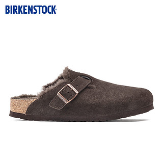 BIRKENSTOCK勃肯毛毛鞋外穿男女同款软木拖鞋Boston shearling系列 棕色女款1020529 35