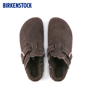 BIRKENSTOCK勃肯毛毛鞋外穿男女同款软木拖鞋Boston shearling系列 棕色女款1020529 35