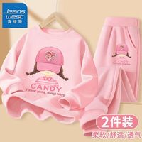 真维斯儿童时尚休闲裤秋装卫裤女孩新款潮流上衣女童卫衣春秋套装 【