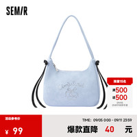森马（Semir）包包腋下包女2024新款仿丝绒优雅手提包气质蝴蝶结单肩包甜美  均码