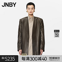 JNBY【商场同款】24秋新品皮衣女宽松长袖V领5O8A12390