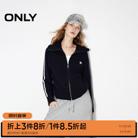 ONLY2024秋季新款运动百搭翻领含羊毛开衫针织衫女