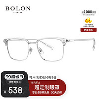 暴龙（BOLON）眼镜24年复古眉架光学镜近视眼镜框男 BJ6130B90 B90-银色|透明