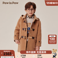 PawinPaw卡通小熊童装2024年秋冬新款男女童毛呢外套旷野美拉德风 Beige米色/35 1