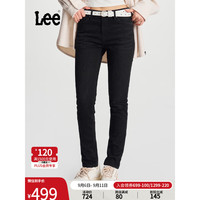 李 Lee24早秋433修身高腰窄脚磨毛黑色保暖女牛仔裤LWB100433100 黑色 25