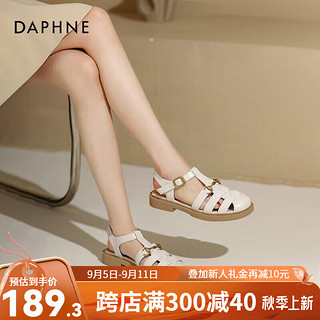 达芙妮（DAPHNE）罗马凉鞋女平底百搭猪笼鞋QJ4 米白色 39