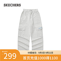 斯凯奇（Skechers）2024年秋季女子潮流百搭帅气针织L324W058 浅白花灰/0248 XL