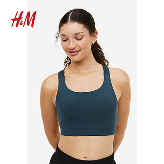 H&M【MOVE DryMove™】女士运动内衣瑜伽文胸1124757 深蓝色 D100