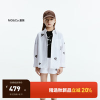 little MO&Co.little moco童装24秋装女童纯棉爱心长袖衬衫衬衣KBD3SHT003 本白色 150/72
