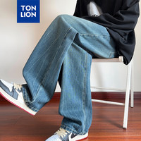 唐狮 TONLION2024早秋男洗水百搭直筒牛仔长裤WP 灰蓝 30