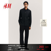 H&M2024秋季男装修身版衬衫1236607 黑色 165/84