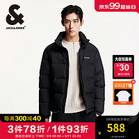 杰克·琼斯（JACK&JONES）男装衣服秋冬潮流简约百搭直筒立领鸭绒服植绒印花短款羽绒服男 E40 黑色 180/100A/L