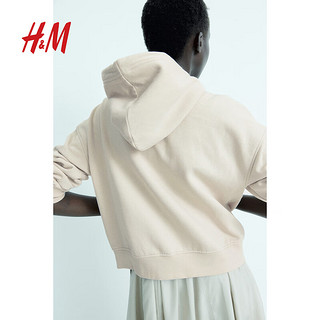 H&M2024秋季女装全拉链连帽衫1257834 浅米色 170/116