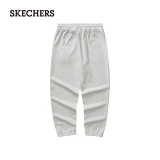 斯凯奇（Skechers）秋季男针织长裤宽松显瘦束脚裤柔软L324M071 浅白花灰/0248 L