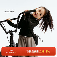 little MO&Co.little moco童装24秋装女童半开领拉链修身上衣弹力打底衫 黑色  130/64