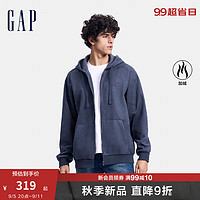 Gap男女装2024秋季新款仿麂皮摇粒绒刺绣logo连帽卫衣上衣637698