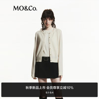 MO&Co.针织衫开衫2024秋细钻烫钻深灰绵羊毛短款正肩MBD3CAR004 米白色 M/165