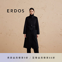 ERDOS【纯羊绒大衣】24秋冬宽松长款修身显瘦百搭通勤女毛呢大衣 黑 160/80A/S