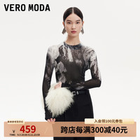 VEROMODA针织衫女2024秋季女装新款半高领晕染印花针织打底衫优雅