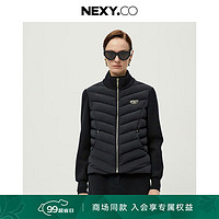 奈蔻NEXY.CO/2024年冬季圆领短款鹅绒羽绒服外套 黑色 L