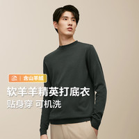 红豆(Hodo)【软羊羊】针织衫男秋季可机洗毛衣含羊绒贴身穿圆领毛衫 G4翠微绿 170【115-130斤】